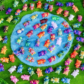 dsooldre 3D Printed Mini Animals Turtle Figurines,90PCS Multicolor Small Animal Sculptures for Desk Decor,Car Dashboard,Garden Ornaments,Environmentally Friendly Materials,Cute Home Office & Car