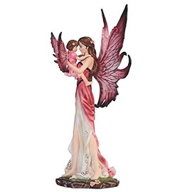 StealStreet SS-G-91845, 10 Inch Peach Fairy Standing Holding Baby Girl Statue Figurine, 10"