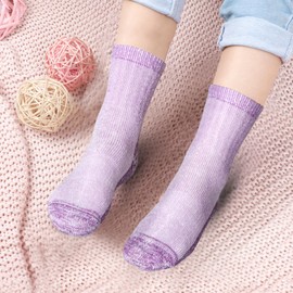YUEDGE Womens Wool Socks Cozy Thermal Socks For Women 4-7, Thick Fleece Warm Socks Winter Boot Socks Outdoor Hiking Walking Sock for Women, 3 Pairs