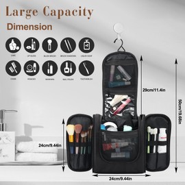 Skycase Men's Toiletry Bag for Hanging - Toiletry Bag Men - Toiletry Bag for Travellers Women, Makeup and Toiletries Organiser Kit with Multiple Compartments, black