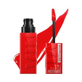 Maybelline Super Stay Vinyl Ink, Labial Líquido de Larga Duración, Efecto Vinilo y Acabado Brillante Instantáneo, Color Intenso por Hasta 16 Horas, Tono Red-Hot