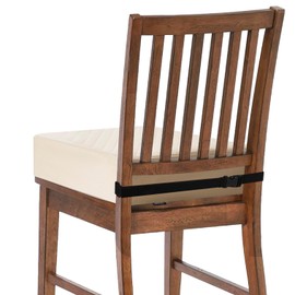 COMFORTANZA Booster Cushion for Adults - 18x18x5 Medium-Firm Seat Cushion for Home, Office, Wheelchair, Car - Washable Velvety Cover with Waterproof Layer, Removable Strap & Non-Slip Base - Beige