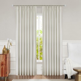 Ivory Full Blackout Pinch Pleat Curtain Panel 84 Inches Long with Backtab for Bedroom Living Room Window Treatment Thermal Insulated Drapes with 9 Hooks (Ring not Include), 40"x84",2 Panels