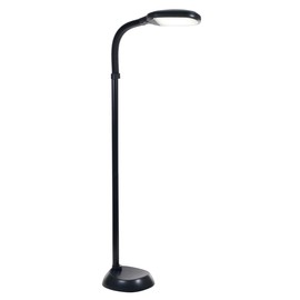 Lavish Home Adjustable LED Floor Lamp with Bendable Neck - Full Spectrum Natural Sunlight LED Lamp for Bedroom and Living Room - Reading, Craft, and Esthetician Light (Black)