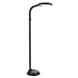 Lavish Home Adjustable LED Floor Lamp with Bendable Neck - Full Spectrum Natural Sunlight LED Lamp for Bedroom and Living Room - Reading, Craft, and Esthetician Light (Black)
