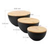 ECOWAY Salad Bowl Set of 3 with Bamboo Wooden Lids,