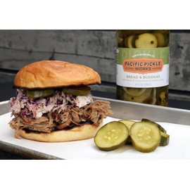 Bread and Buddhas - Bread and Butter Thick-Cut Pickle Chips - Gourmet Semi-Sweet Sandwich Pickles for Snacking - non-GMO, Kosher, Gluten-Free 24oz (6-pack)