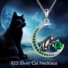 HKPATOP Black Cat Necklace Sterling Silver May Birthstone Necklace Cat