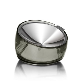 Felli Pet Oblik Whisker Fatigue Cat Food Bowl Raised Stainless Steel Shallow Dish, Pet Friendly Design Anti Vomit Tilted Metal Plate Feeder Elevated Acrylic Base for Treats Storage (0.5 Cups, Smoky)