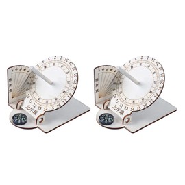 iplusmile Sundial Clocks 2pcs Sundial Wooden Scientific Models Sundial Desktop Ornaments