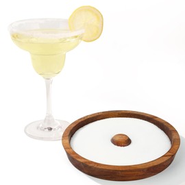 USEAMIE Salt and Sugar Rimmer for Margarita and Cocktail, Wood Bar Glass Rimmer Tray for Drinks, Bartender Tool, Bar Glass Salt Box Spice Container