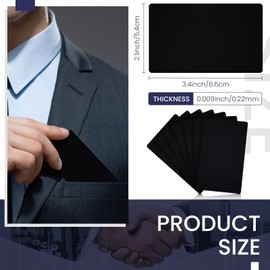 50-Piece Metal Business Cards Blank Business Cards Engraving Card Made of Aluminium Alloy 0.22 mm / 8.6 x 5.4 cm Office Customer Cards (Black)