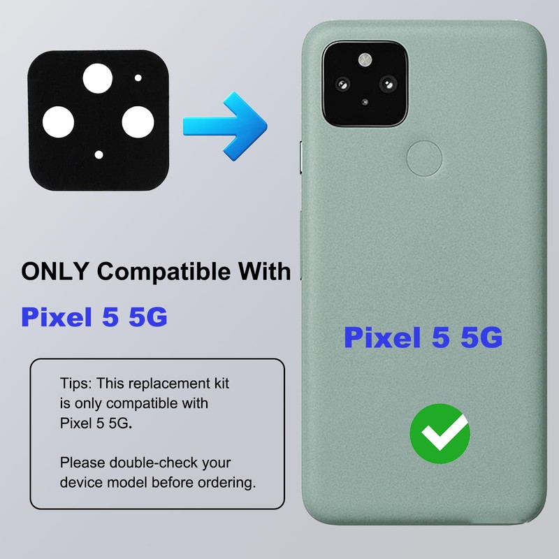 3 Pack for Pixel 5 Back Rear Camera Lens Glass