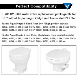 Cautyfky 31705 RV Toilet Water Valve Kit for Thetford Aqua Magic V High and Low Models, RV Toilet Water Valve Kit Replace 31688 31687