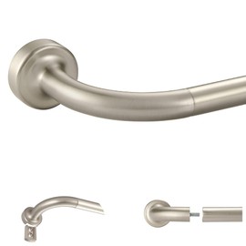 Brushed Nickel Disc Curtain Rods, 48-84 Inches Window Curtain Rod,Adjustable Room Darkening Curtain Rod with Aluminum Finials and Brackets,Wrap Around Design