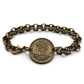1966 España Spain Peseta coin bracelet escudo Español Madrid Barcelona Sevilla Granada Zaragoza Toledo Cadiz Tenerife Córdoba Valencia Málaga Bilbao Coruña Castile Leon Aragon Navarre b000036