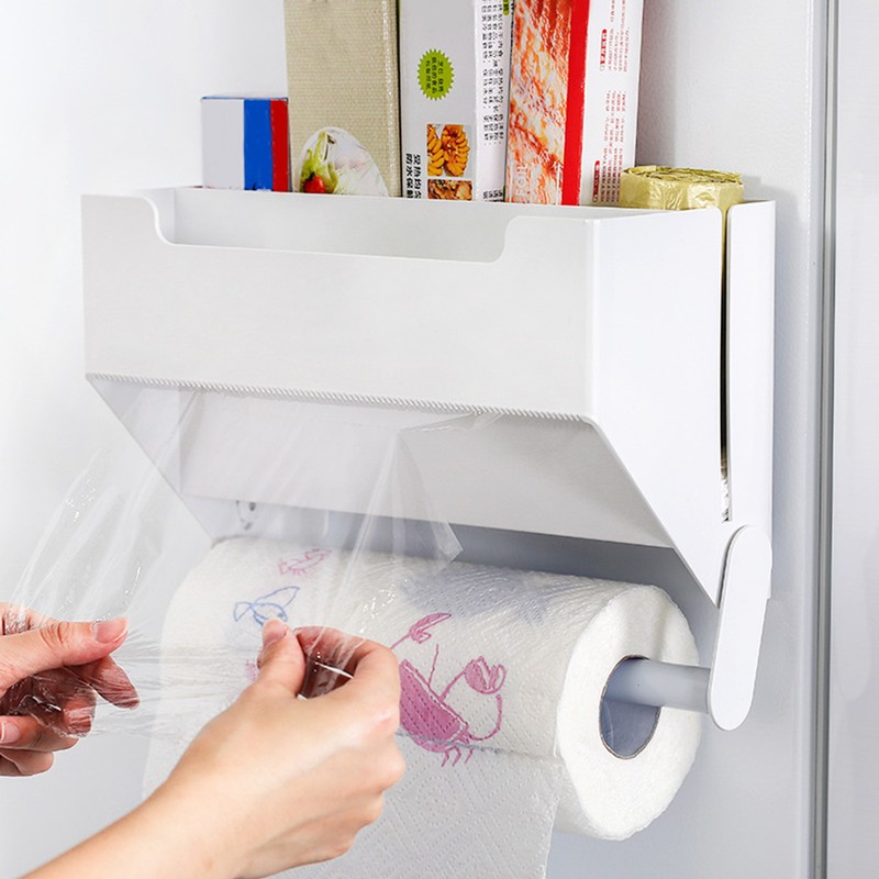 Paper Towel Holder with Shelf Plastic Wall Mounted Paper Towel