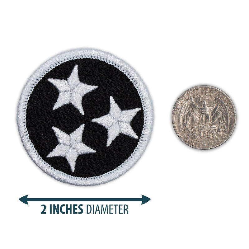 Black & White Tennessee Tristar Patch - 2" Diameter Round