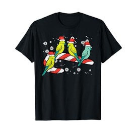 Christmas Parrots Birds Candy Cane Cute Xmas Men Women Kids T-Shirt
