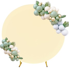 6.6FT Round Spandex Fitted Wedding Arch Cover for Circle Arch Stand, Thick Spandex Fabric Adjustable Round Arch Backdrop Cover for Wedding Birthday Party Baby Bridal Shower Decor（Beige）