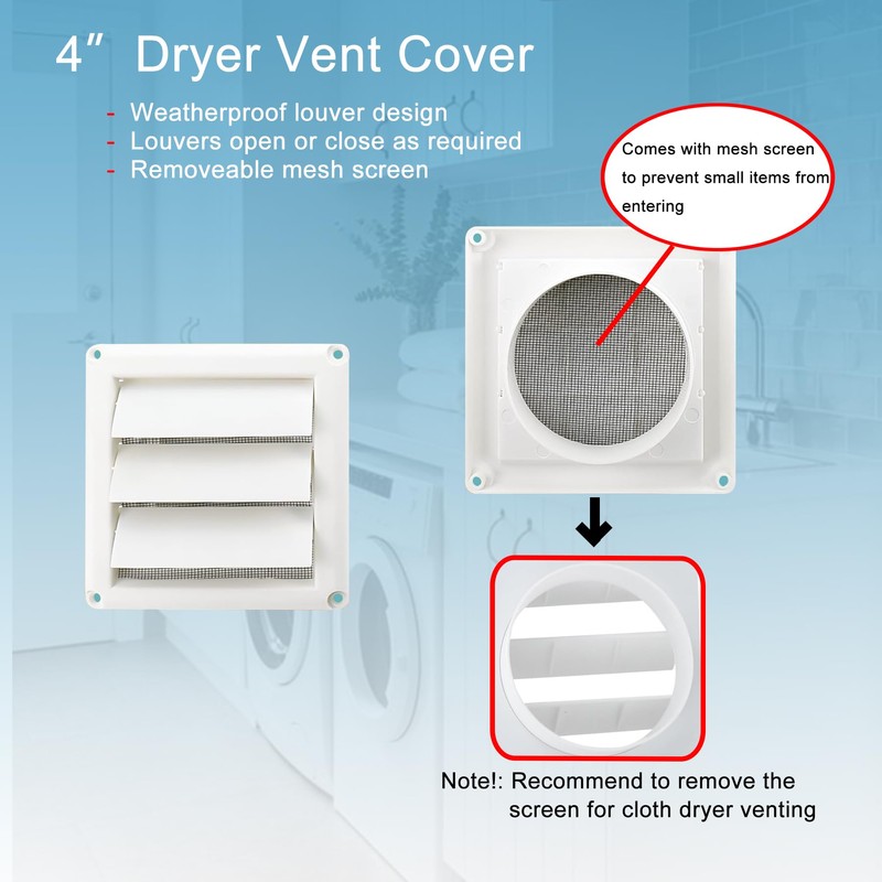JPFLAEYX Dryer Vent Kit 4 Inch with Metal Bird Guard,