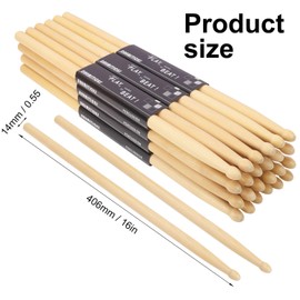 kukmakri 36 Pairs 5A Drum Sticks - 16 Inch Premium 5A Maple Wood Tip Drumsticks, Classic and Durable Wood Tip Drumsticks for Musical Instrument and Beginners