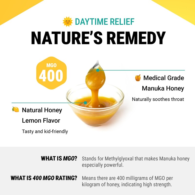 ManukaGuard Kids Daytime Manuka Honey Throat Syrup, MGO 400