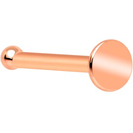 Body Candy 20 Gauge Nose Ring - Solid 14k Rose Gold Nose Bone Nose Ring Flat Disc Nose Stud for Women Men