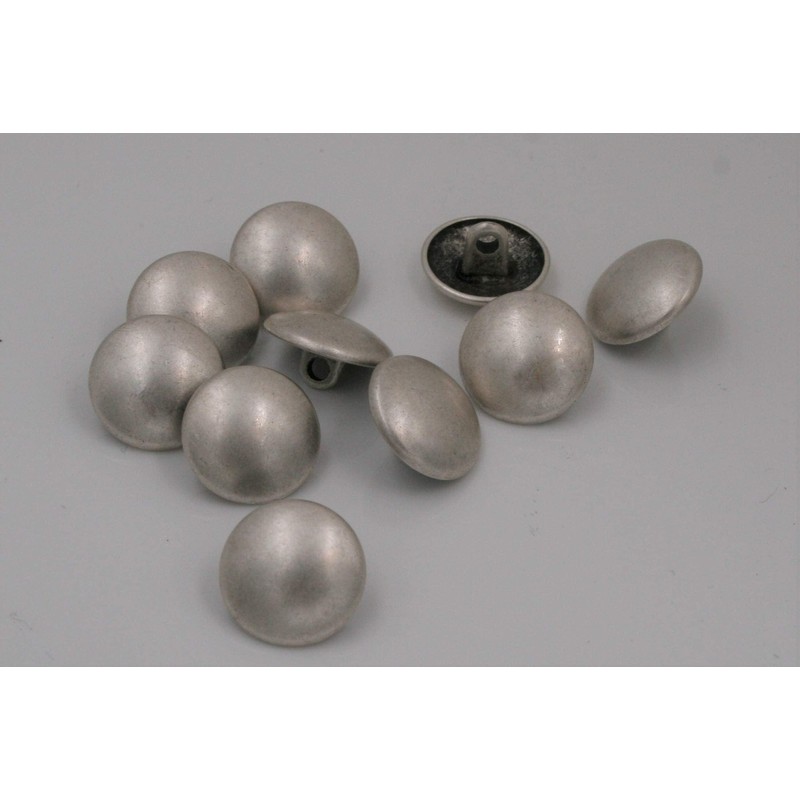 Silver matt slightly curved metal buttons with eyelet (10 pieces)