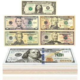 Dollar Play Money (120 Notes, 6 Different Values) - Dollar Props, Play Money Notes, Dollar Notes, Prop Money Play Money Children's Banknotes for Children, Shopping for Counting and Financial Education