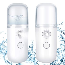 2 piezas Nano Facial Mister 30ml Mini Humidificador Facial Portátil Pulverizador Facial Portátil USB Recargable Práctica Máquina de Cuidado de la Piel para Hidratación facial, Maquillaje Diario (Blanco)