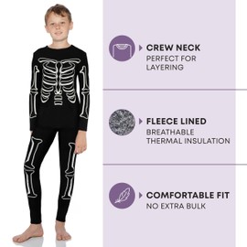 Rocky Thermal Underwear For Boys (Long Johns Thermal Set) Shirt & Pants, Base Layer w/Leggings/Bottoms Ski/Extreme Cold (Skeleton - X-Small)