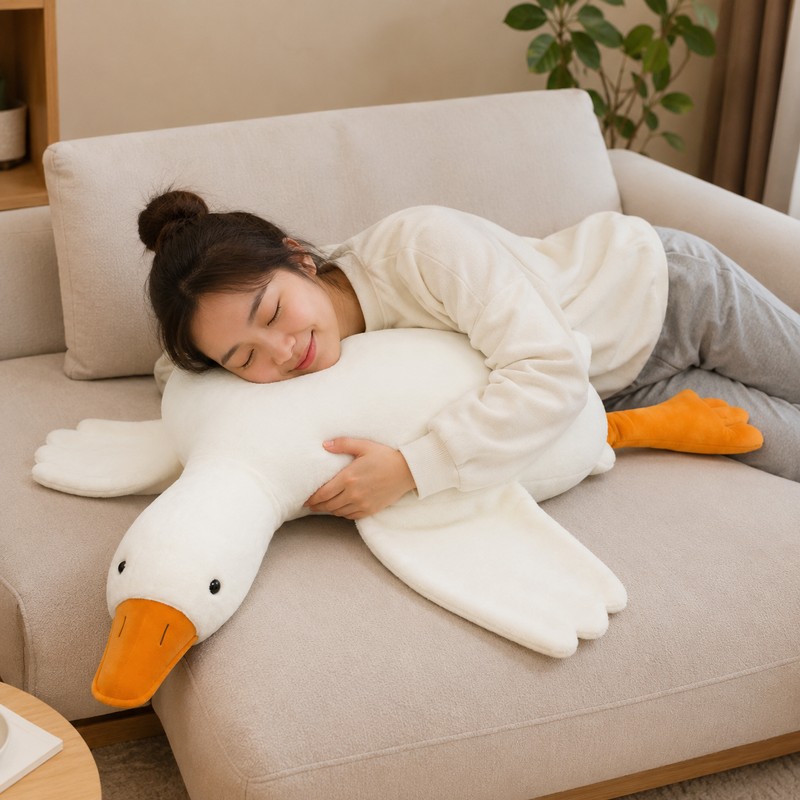 Goose Plush Pillow for Relaxing & Decor – Soft Stuffed