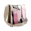 Ambesonne Paris Themed Messenger Bag, Lady and Eiffel Tower, Unisex