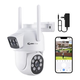 YEEWISE Dual Lens WiFi Security Camera with AI Tracking, WiFi 6 Outdoor PTZ Camera, 360° View Home Security, 5/2.4Ghz Dual Band, Easy Bluetooth Setup, Plug-in Power