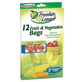Sealapack 3X 12 Fruit & Vegetable Bags - Reusable, Zipper Closure, Clear, LDPE, Extended Freshness - 36 Count