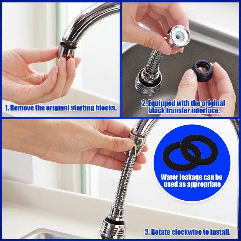 Pack of 2 Flexible Water Saving 360° Swivel Stainless Steel