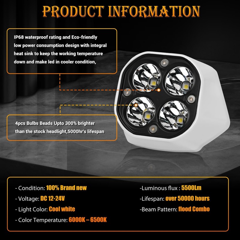 OICCTBF Upgrade LED Headlight Kit with White Cover,Plug N Play