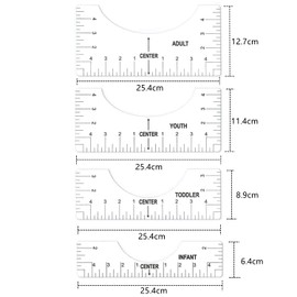 4 Pack T-Shirt Ruler Guide T-Shirt Alignment Ruler Heat Press Alignment Tool Measurement Ruler for Fabric Cutting File Designs Supplies (White)