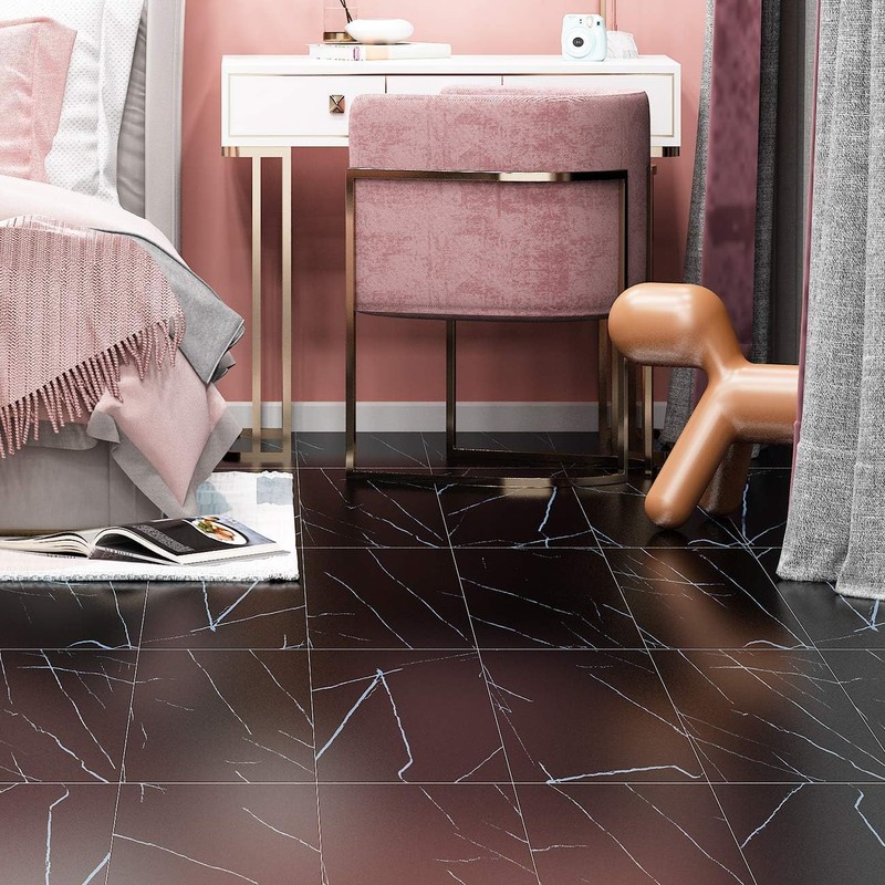Livelynine Black Peel and Stick Floor Tile 32-Pack 12x12 Black