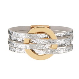 QIUTIMIY Leather Bracelets for Women Trendy Boho Cuff Bracelet Layered Bangle with Clasp Hand Wrist Jewelry Western(Style 9-Silver)