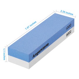 Angerstone Pocket Knife Sharpener Stone 1000/6000 Kit-Professional Whetstone Knife Sharpening Stone - field Sharpening Stones for Knives with Cowhide Pouch for Bushcraft, Camping, Field Use