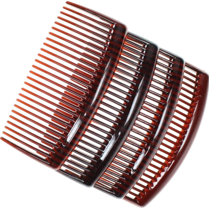 4 Pack 9cm Tort Brown Hair Side Combs Slides Grips