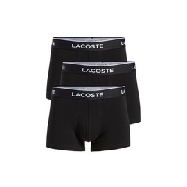 Lacoste Men's Cotton Stretch Essentials Trunks, 3-pack, Black with Black waistbands, Medium