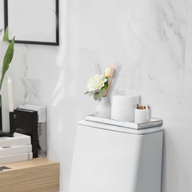 ALELION 11.7" White Bathroom Vanity Tray for Counter - Decorative Tray for Toilet Tank Makeup Perfume Jewelry Catchall Coffee Table - Wooden Kitchen Countertop Organizer for Soap Dispenser