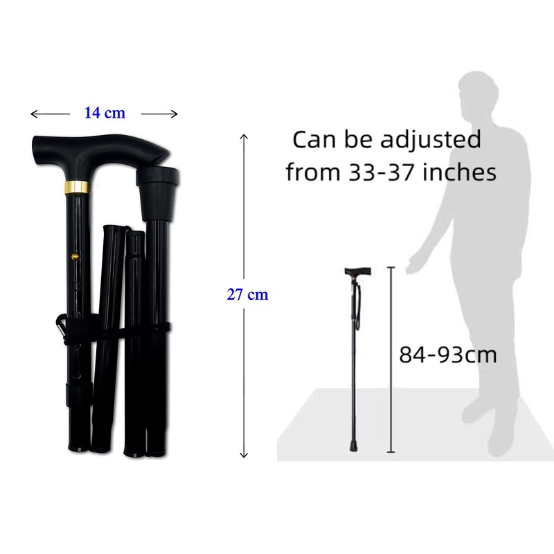 Moguxb Walking Sticks, Black, Foldable Walking Poles, 84-93 cm, Ultralight