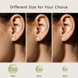 Limerencia Hypoallergenic Earrings for Sensitive Ears - G23 Titanium Round Cat's Eye Flat Back Stud Earrings, Cartilage 5mm Stone Pierced Earrings for Women Men Gift,Light Green