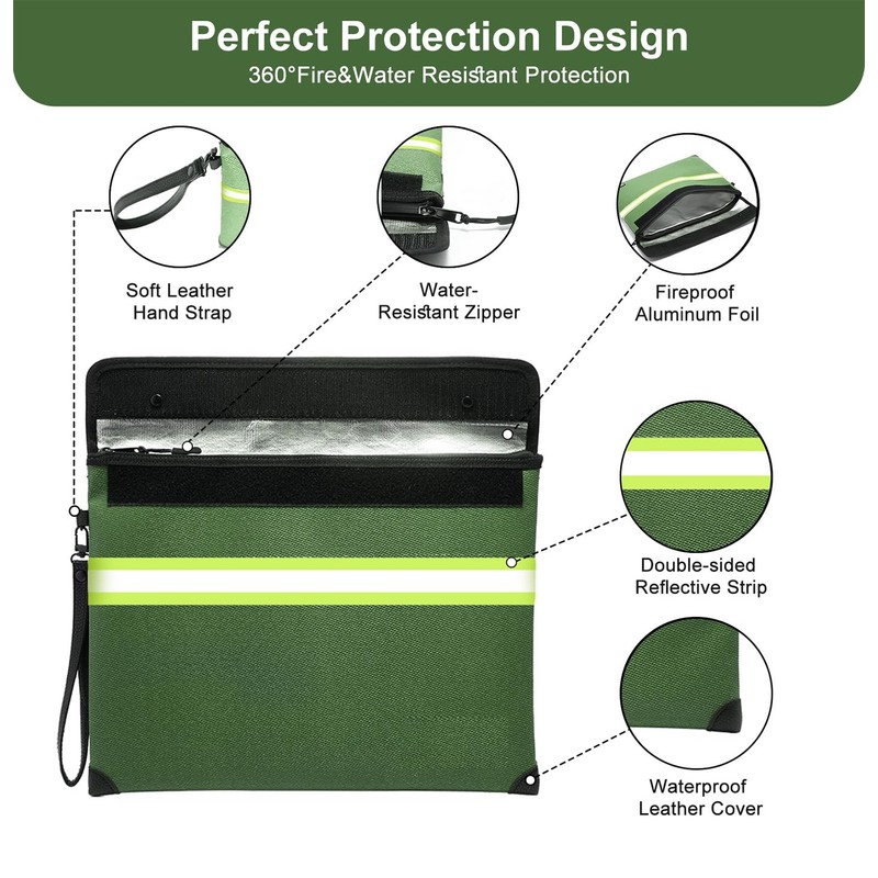 WJTZDZ Upgraded Fireproof Money Bag, 10 Layers of Heat Insulated