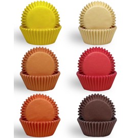 qiqee Mini 300-Count Cupcake Liners Cupcake Cups Food Grade 6 Solid Yellow Red Colors Cupcake Papers Baking Cups Cupcake Wrappers (Mini Size)