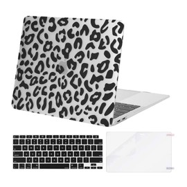 MOSISO Compatible with MacBook Air 13 inch Case 2022 2021 2020 2019 2018 Release A2337 M1 A2179 A1932 Retina Display, Plastic Leopard Grain Hard Shell Case&Keyboard Cover&Screen Protector, Transparent